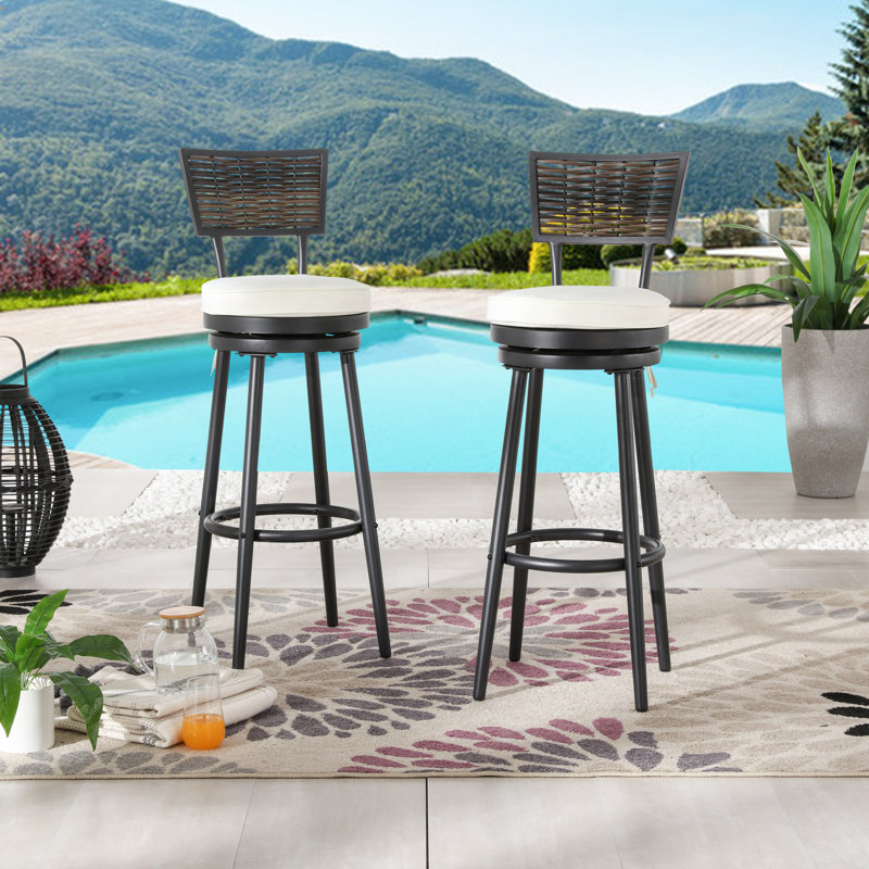 Red Barrel Studio Evylin Patio Bar Stool with Cushion Reviews Wayfair
